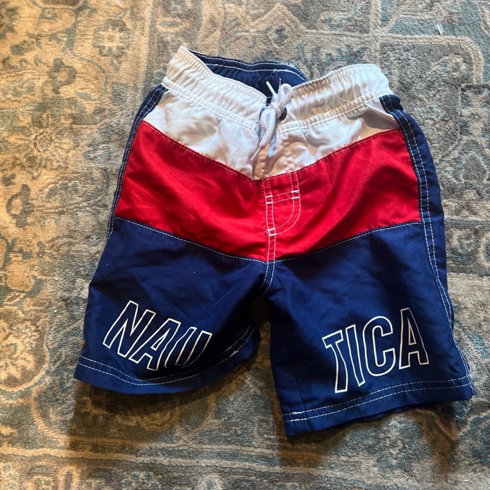 Nautica Red and Blue Swim Shorts boys 5T